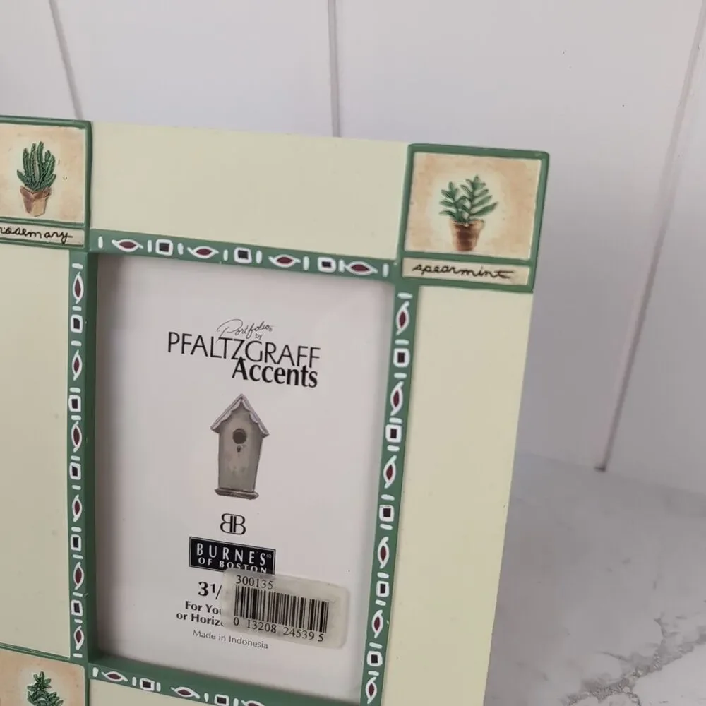 Naturewood by Pfaltzgraff Accents Photo Frame Stoneware Beige Green NOS